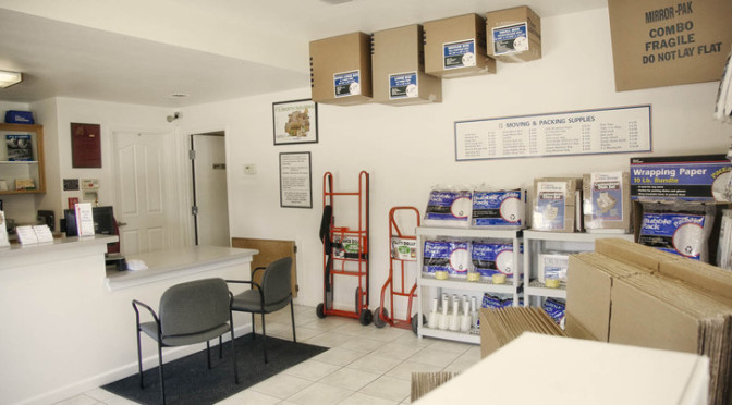 Leasing office with packing and moving supplies ar Central Self Storage in Fairfield, CA.