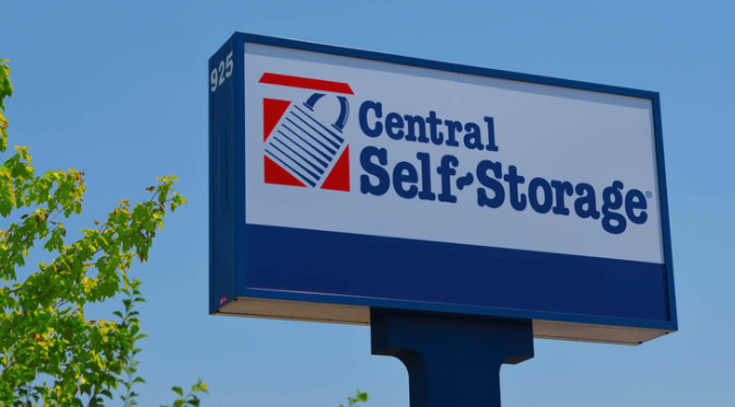 Exterior stand alone facility sign for Central Self Storage